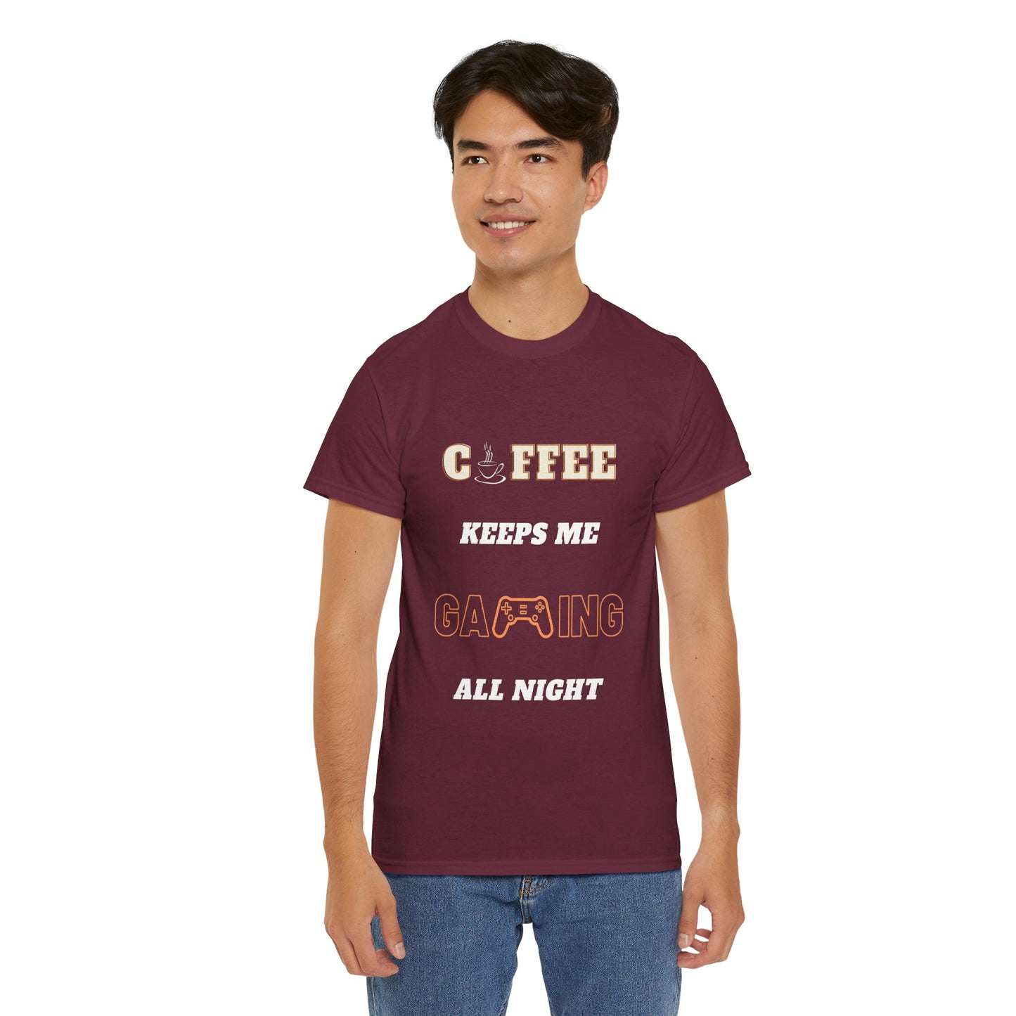 Coffee Keeps Me Gaming All Night - Unisex Cotton T-shirt