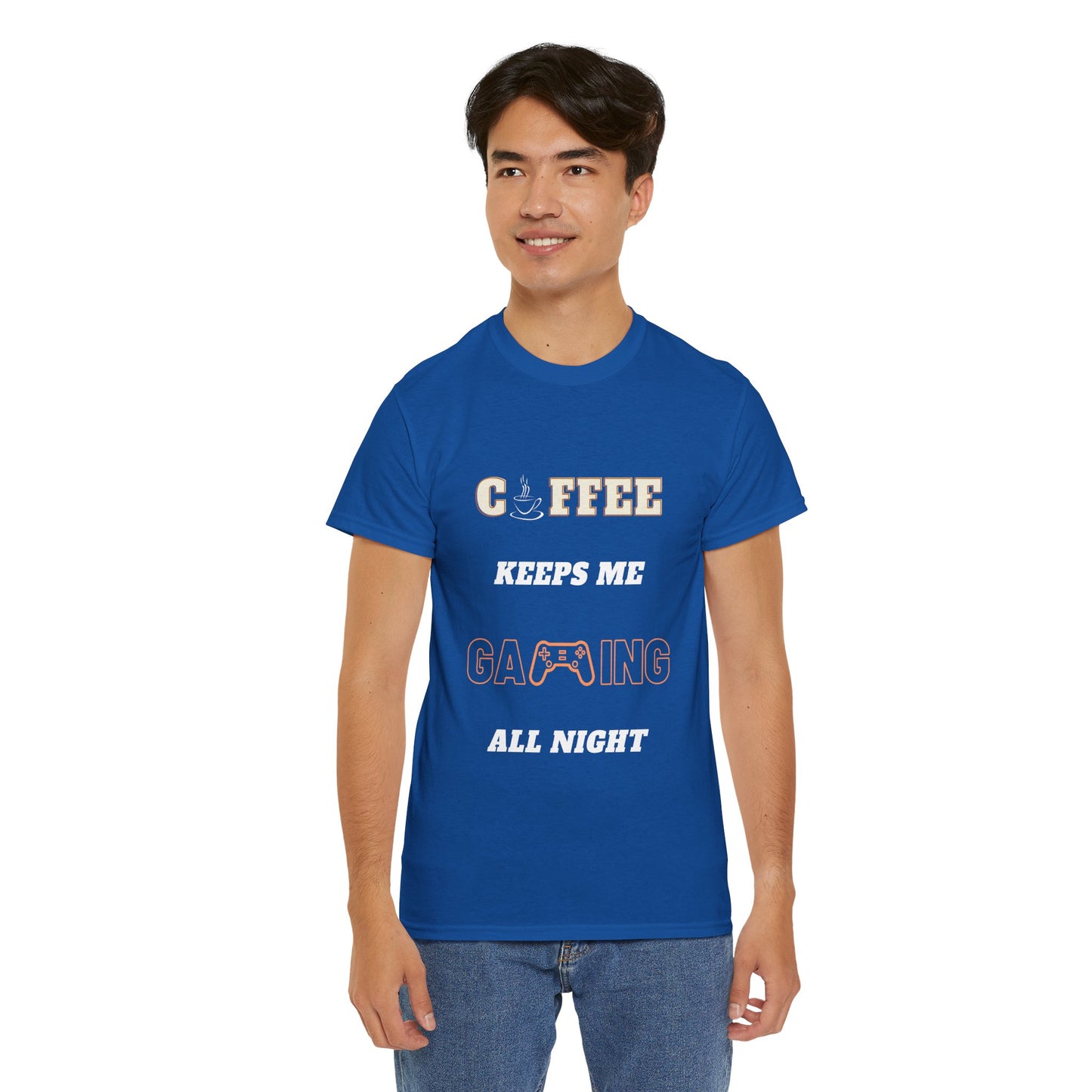Coffee Keeps Me Gaming All Night - Unisex Cotton T-shirt