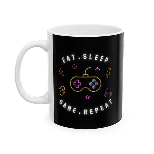 Eat Sleep Game Repeat - Ceramic Coffee Mug