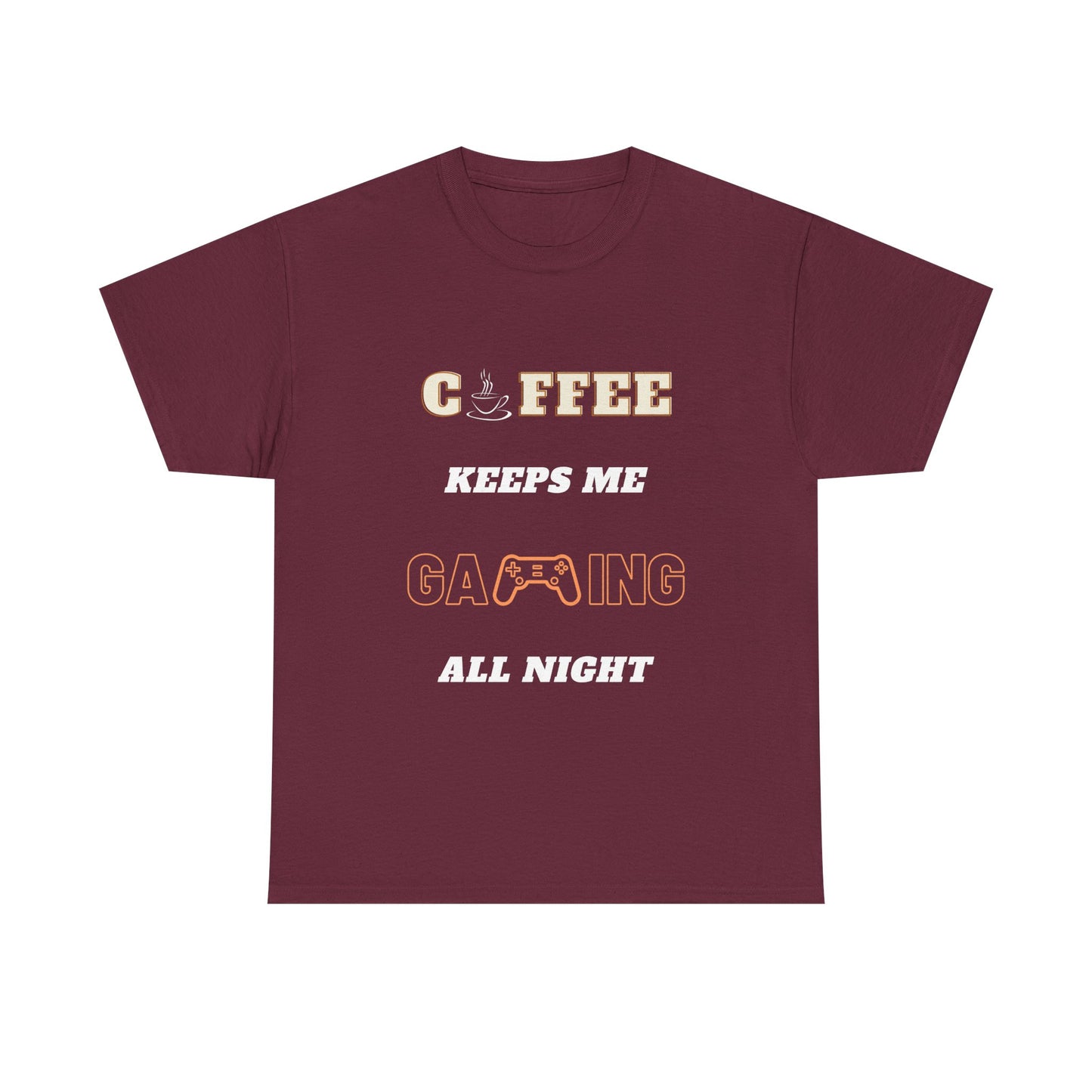 Coffee Keeps Me Gaming All Night - Unisex Cotton T-shirt