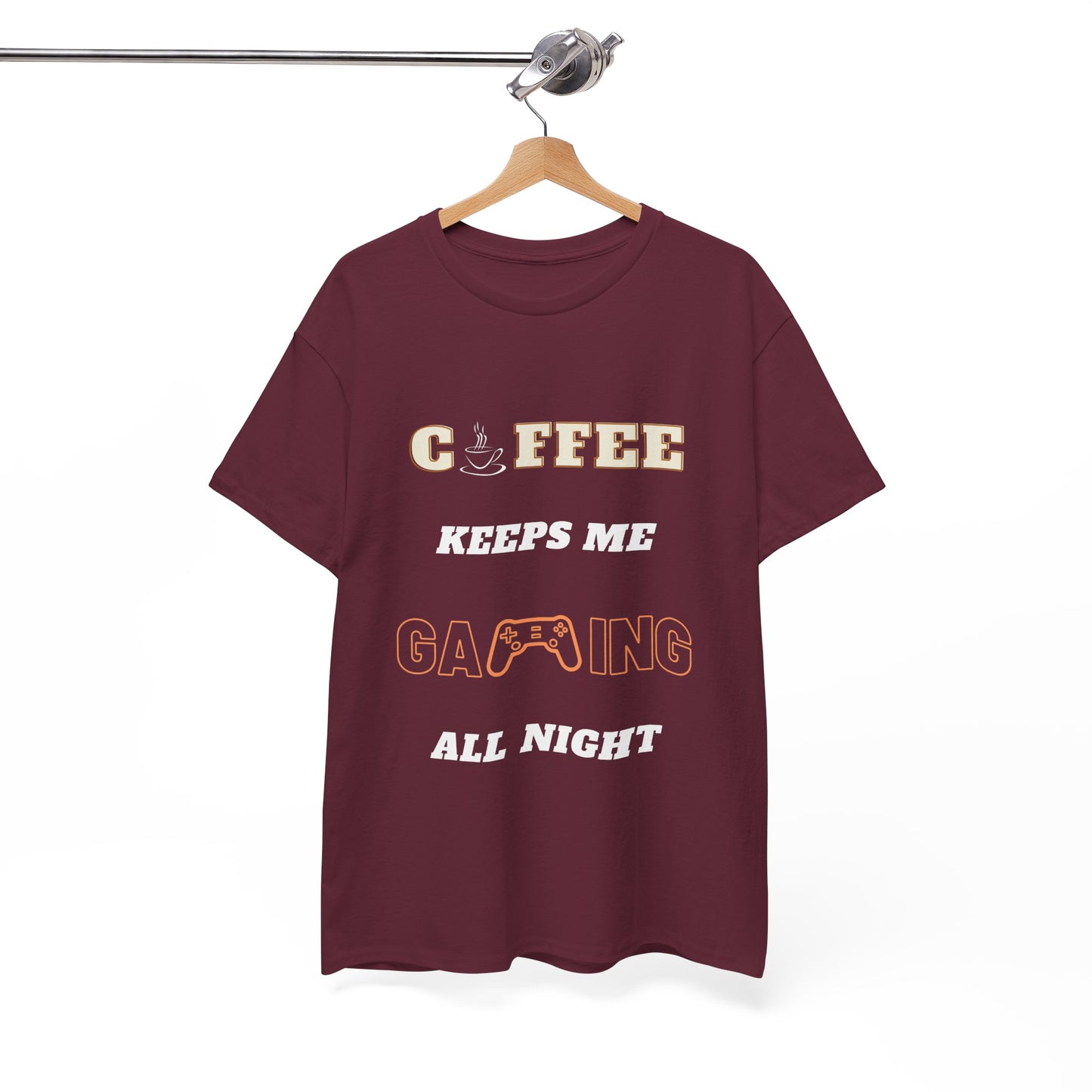 Coffee Keeps Me Gaming All Night - Unisex Cotton T-shirt