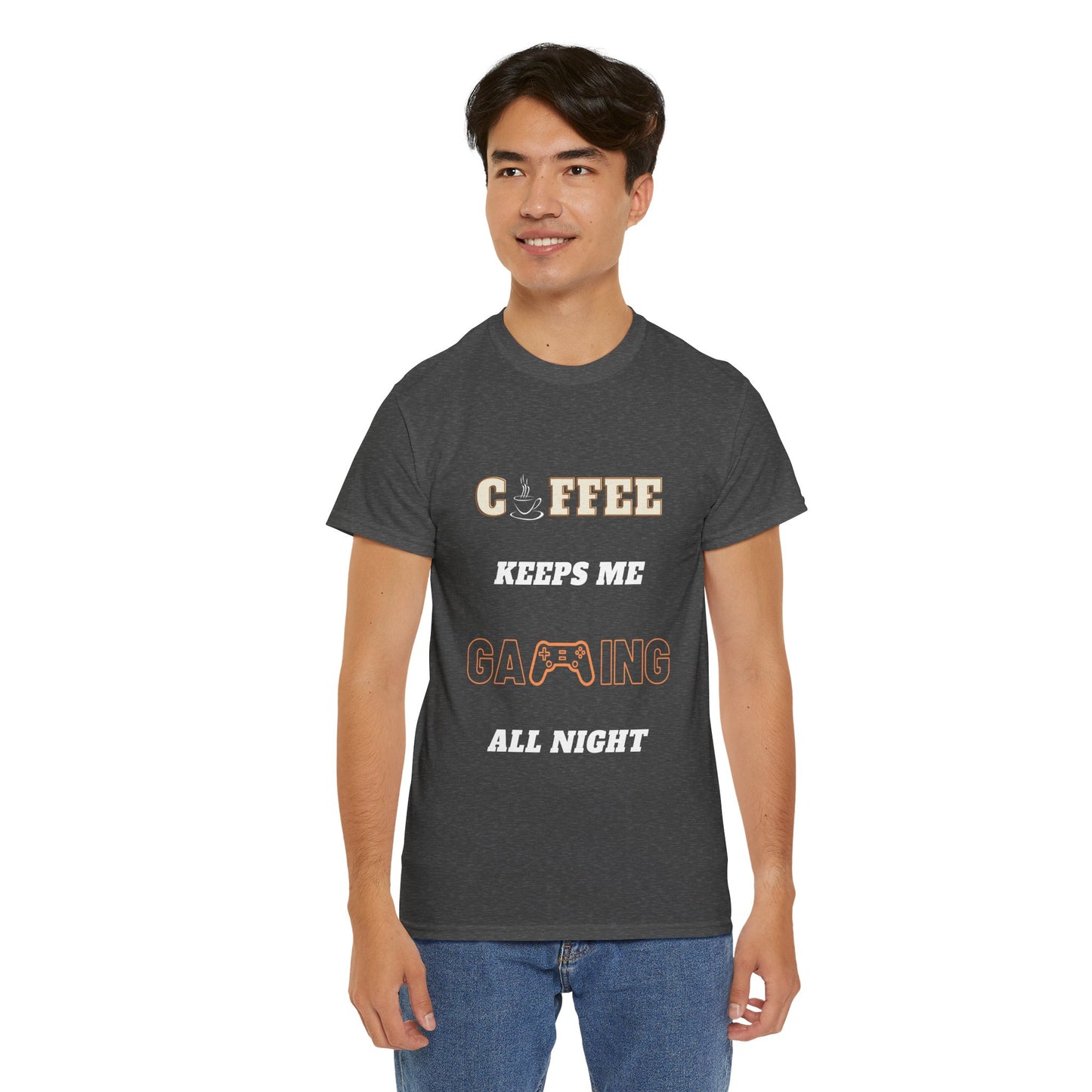 Coffee Keeps Me Gaming All Night - Unisex Cotton T-shirt