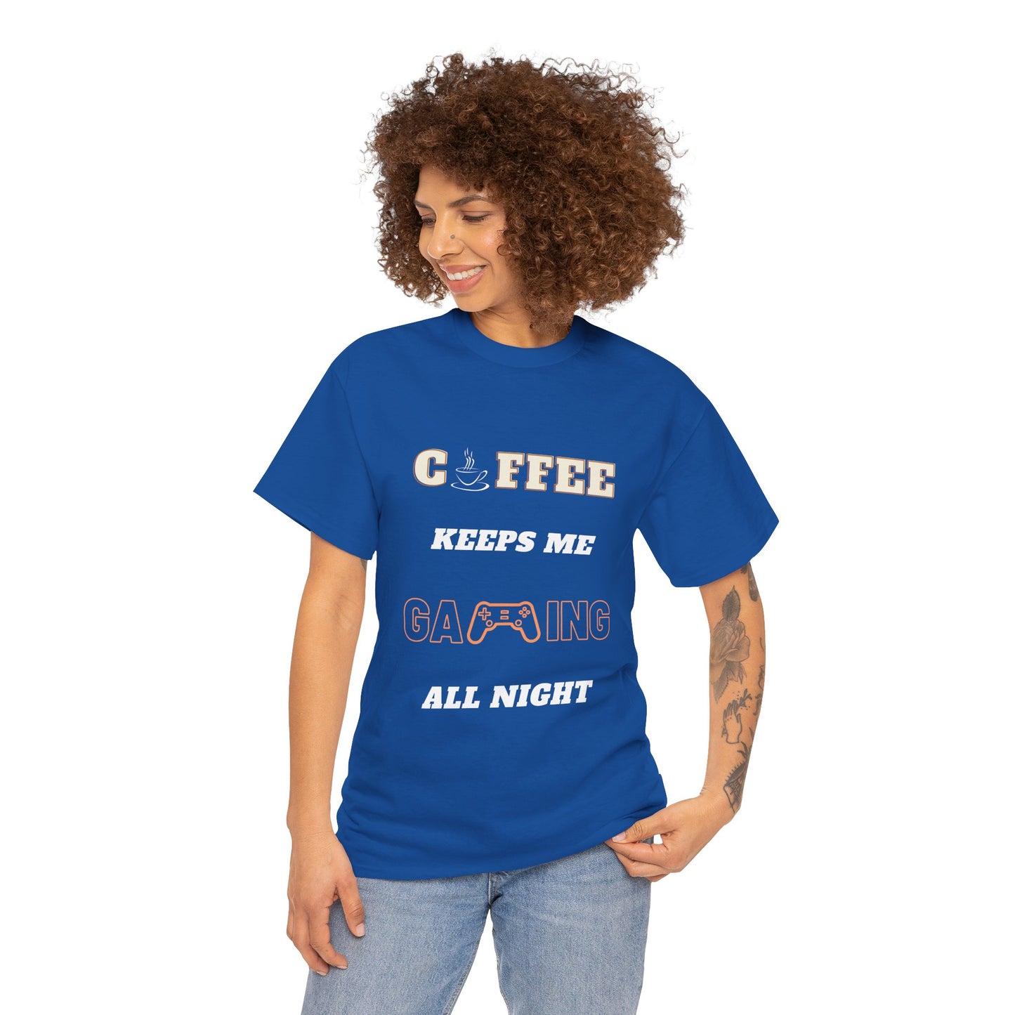 Coffee Keeps Me Gaming All Night - Unisex Cotton T-shirt