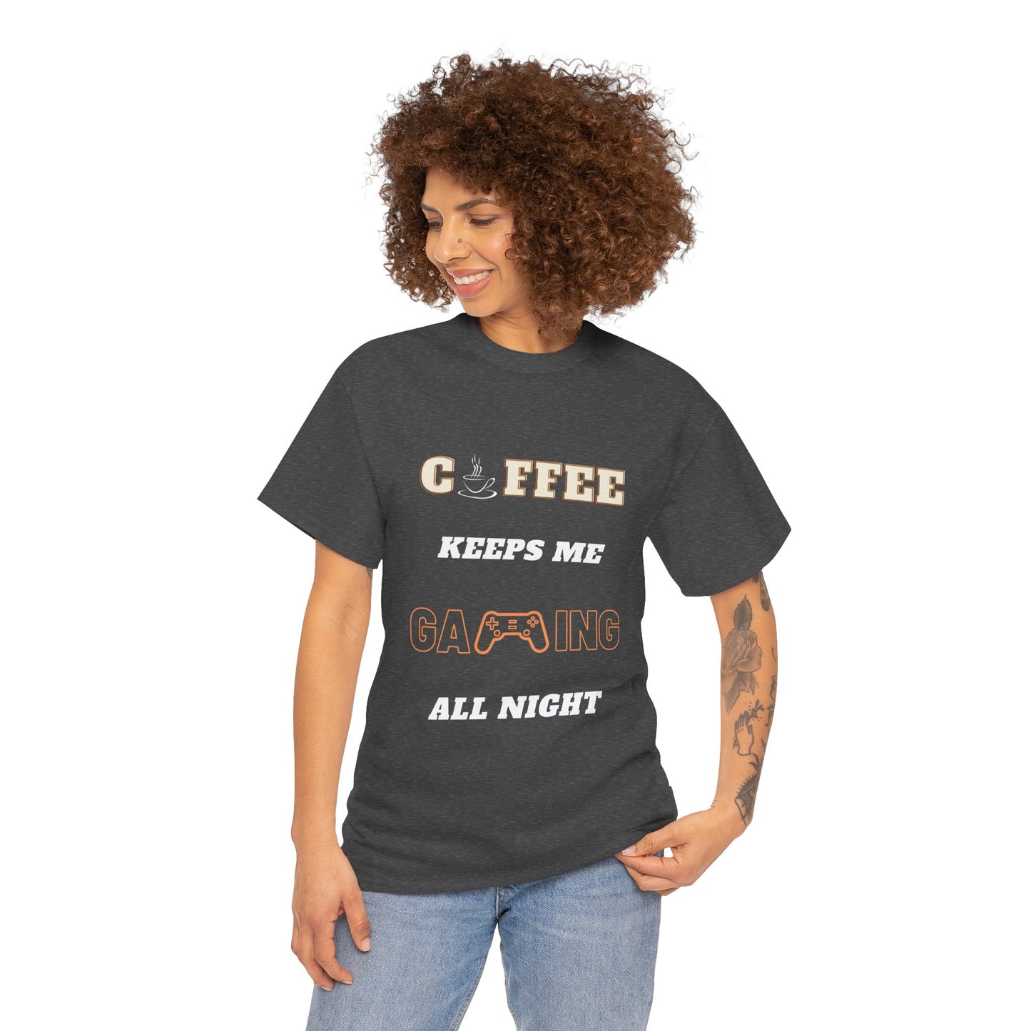 Coffee Keeps Me Gaming All Night - Unisex Cotton T-shirt