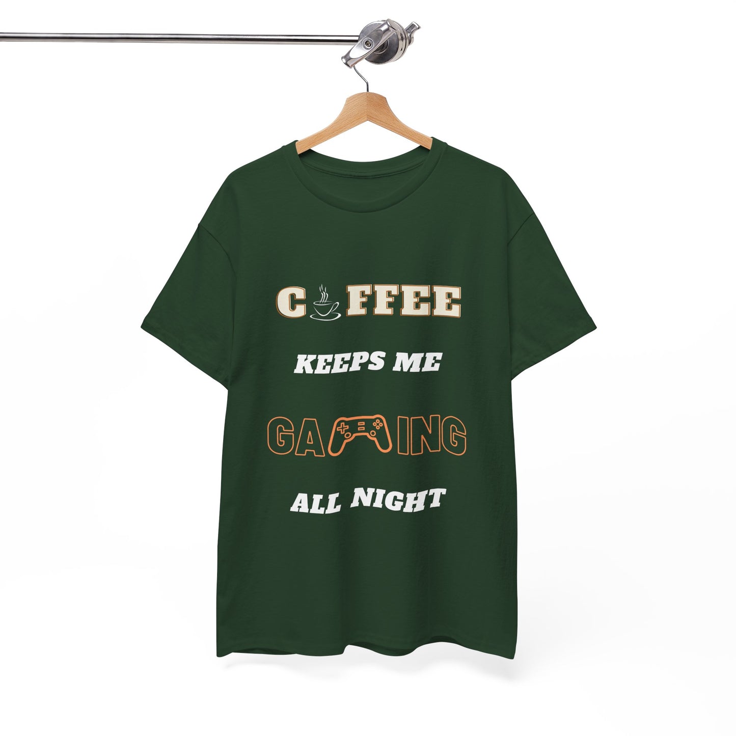 Coffee Keeps Me Gaming All Night - Unisex Cotton T-shirt