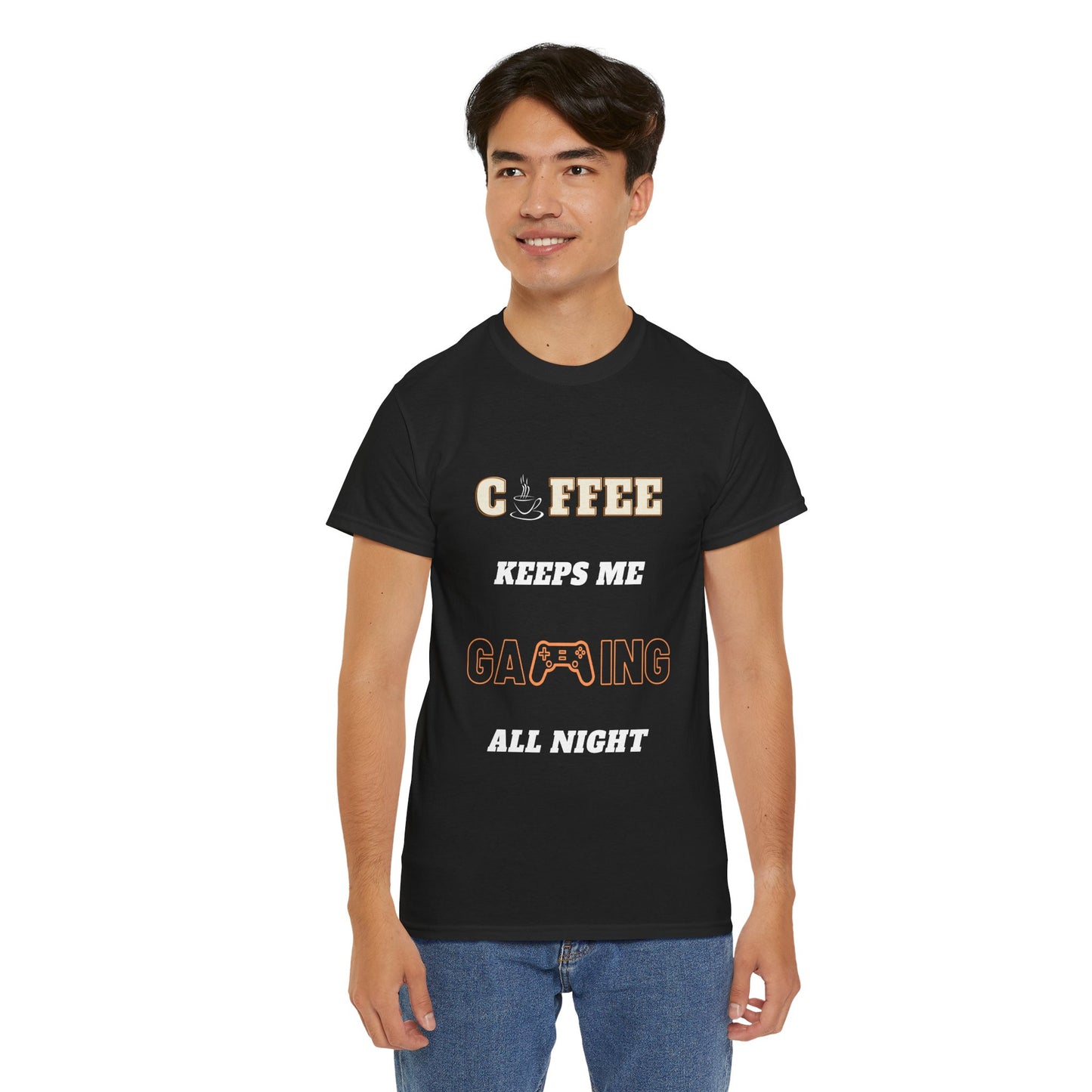 Coffee Keeps Me Gaming All Night - Unisex Cotton T-shirt