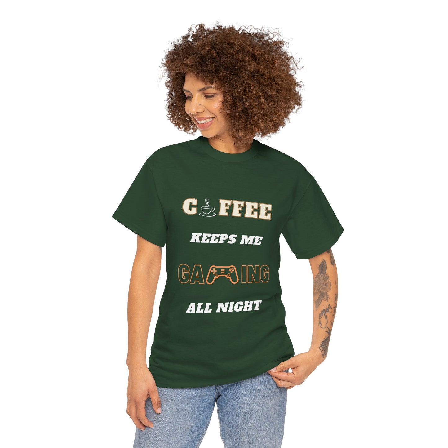 Coffee Keeps Me Gaming All Night - Unisex Cotton T-shirt