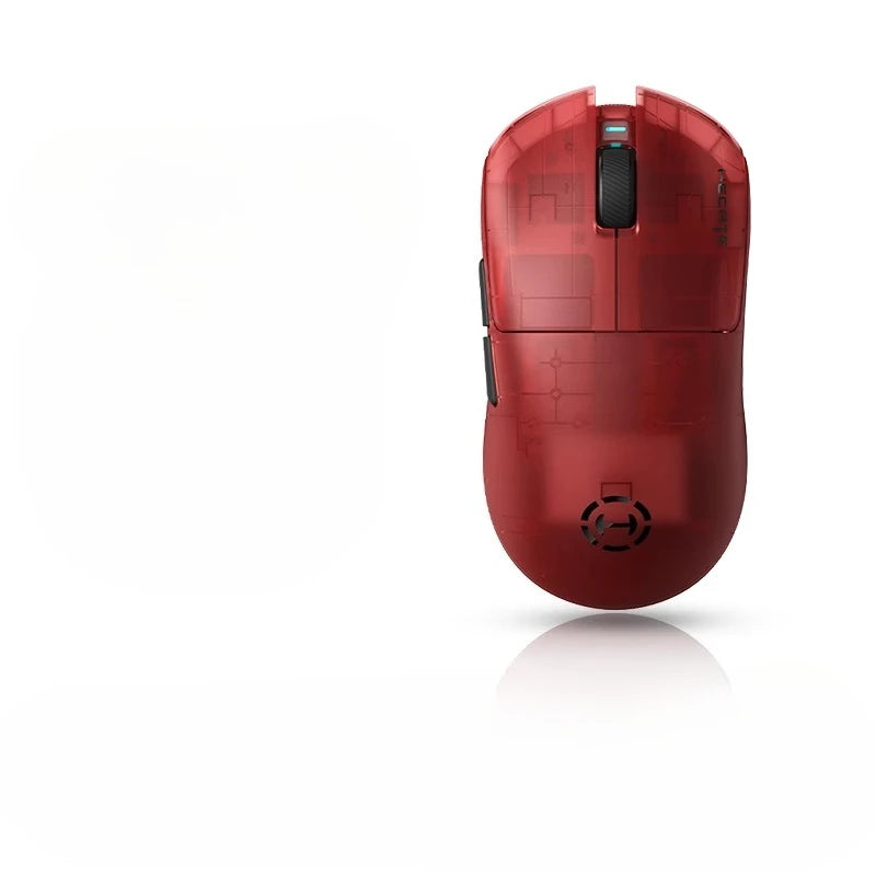 Red gaming mouse on a white background