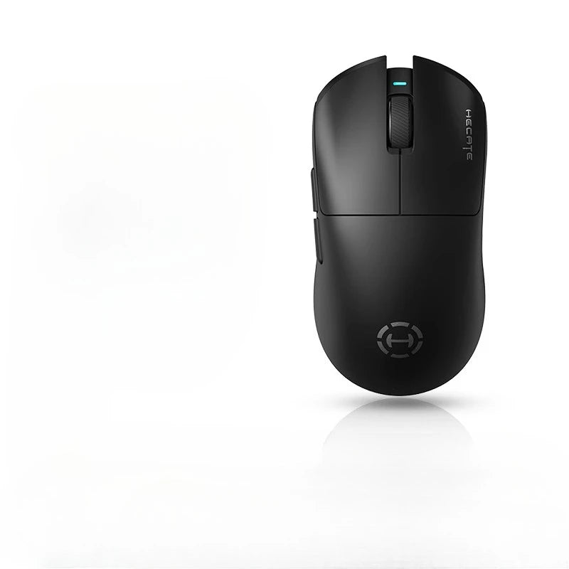 Black gaming mouse on a white background
