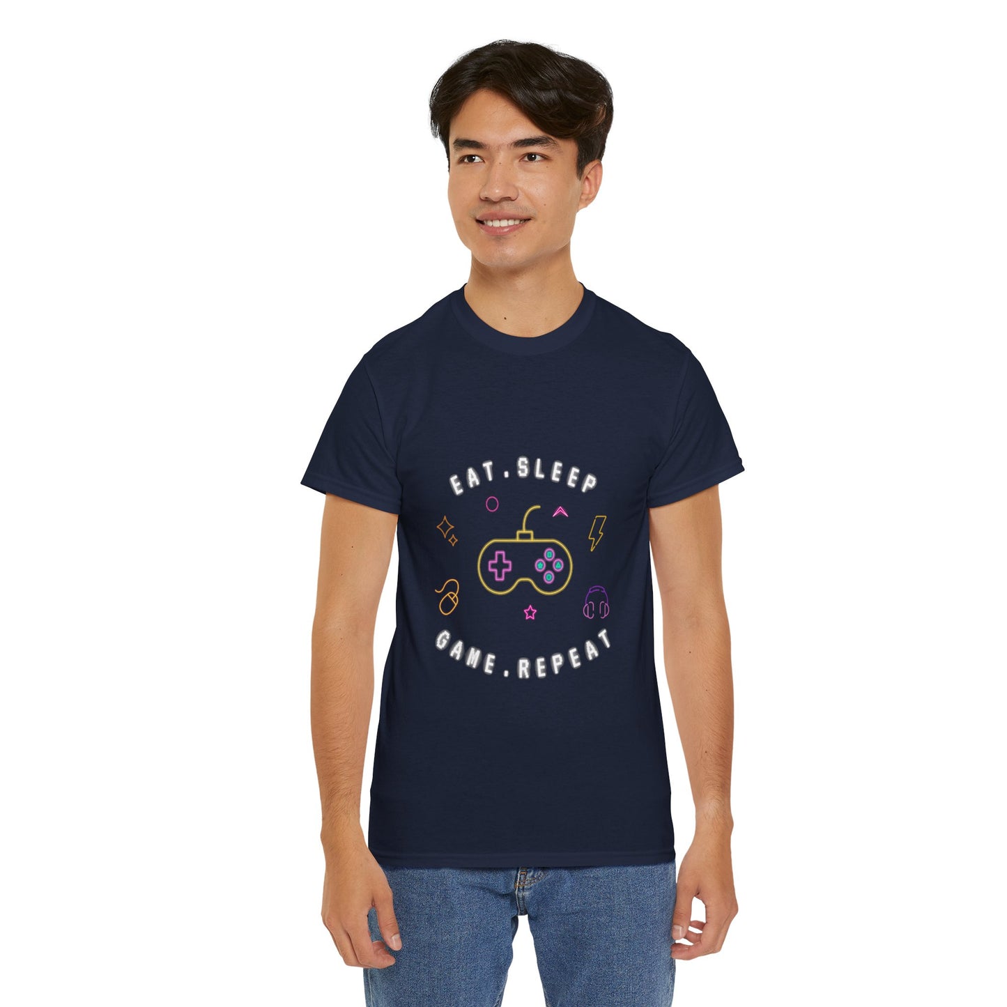 Eat Sleep Game Repeat - Unisex Cotton T-shirt