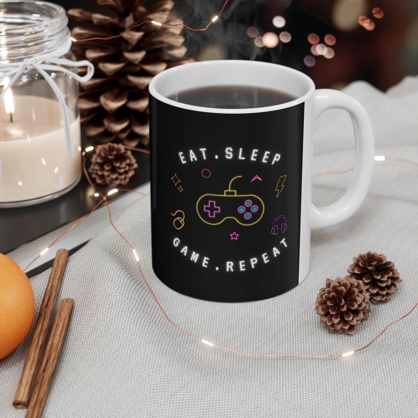 Eat Sleep Game Repeat - Ceramic Coffee Mug