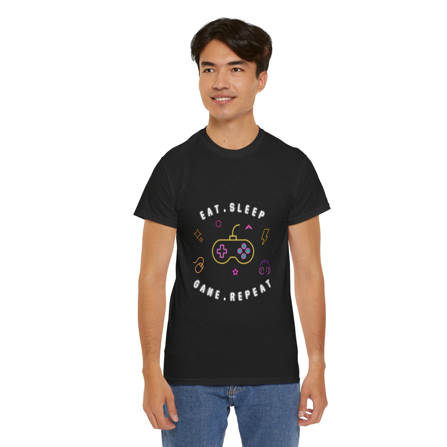 Eat Sleep Game Repeat - Unisex Cotton T-shirt