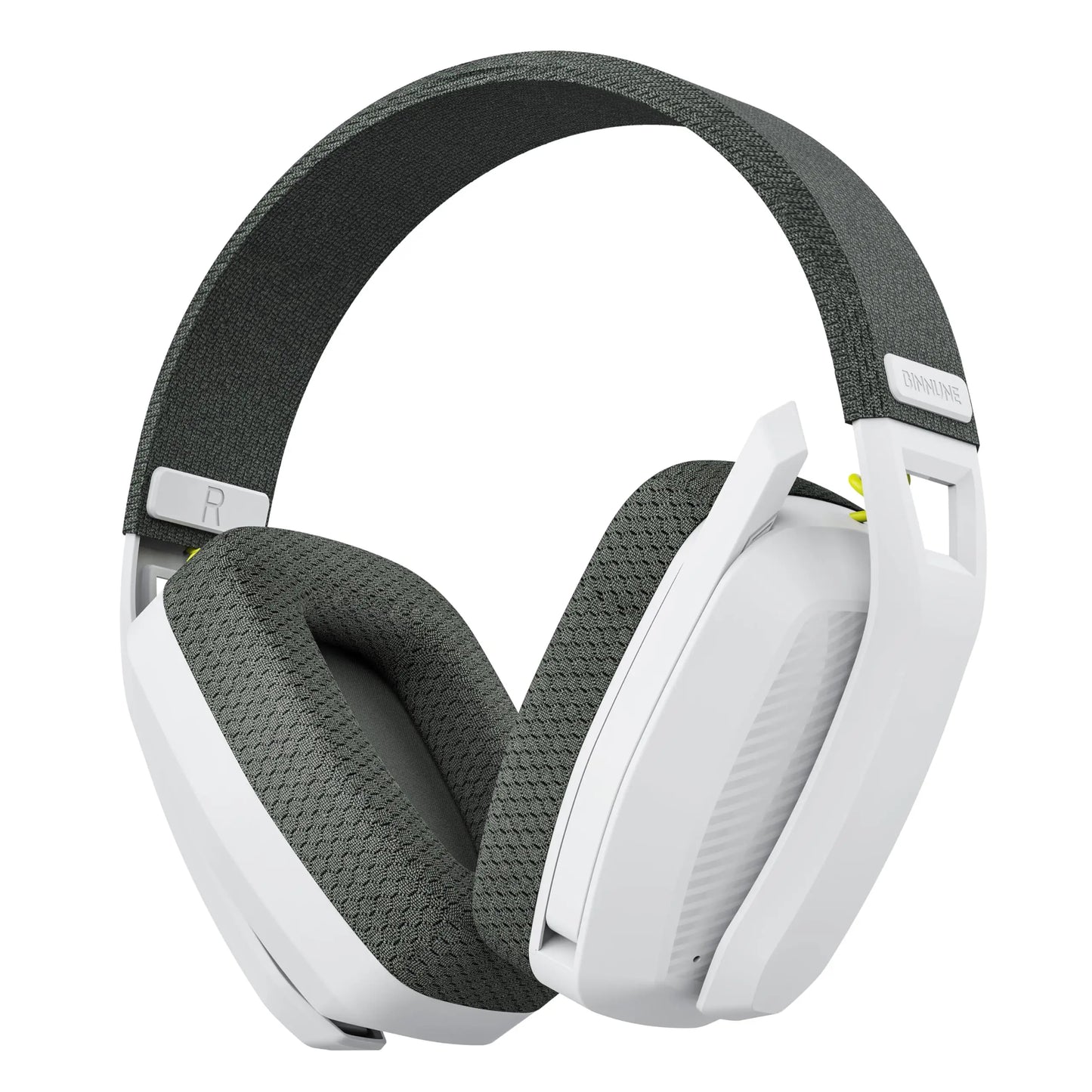 White and gray headphones on a white background