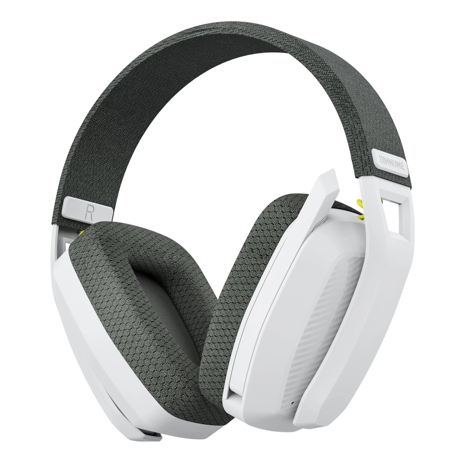White and gray headphones on a white background