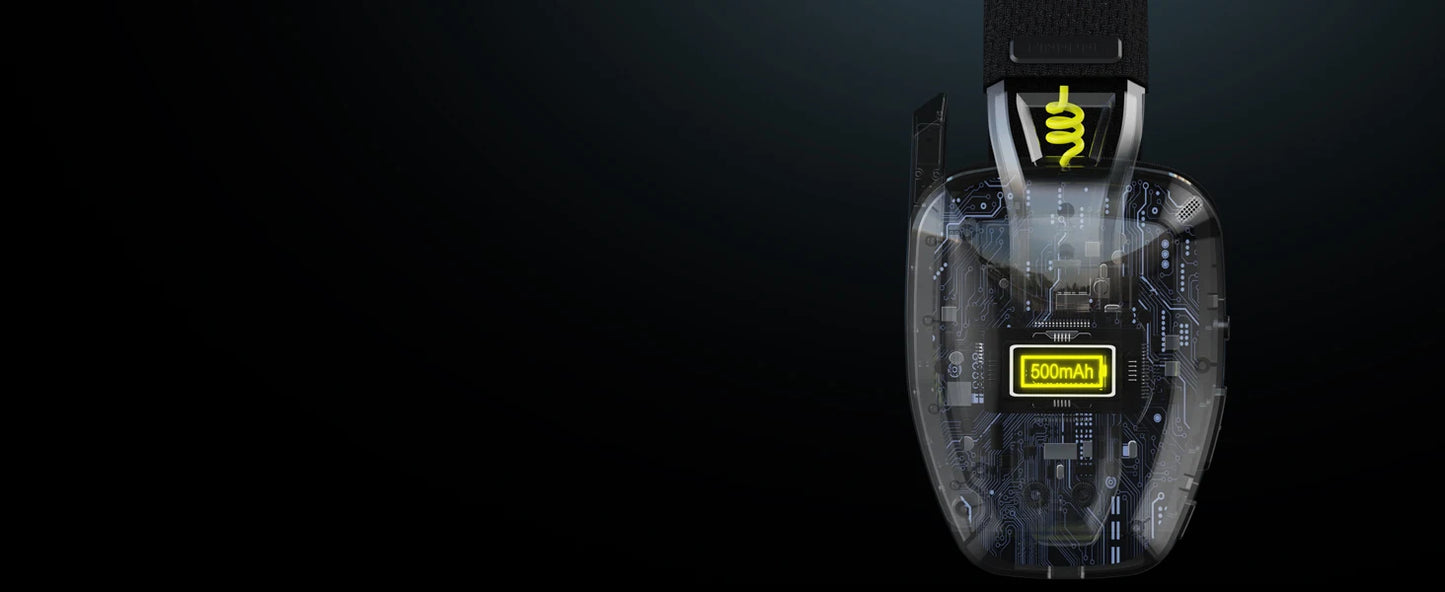 Clear electronic device with visible branding on a black background