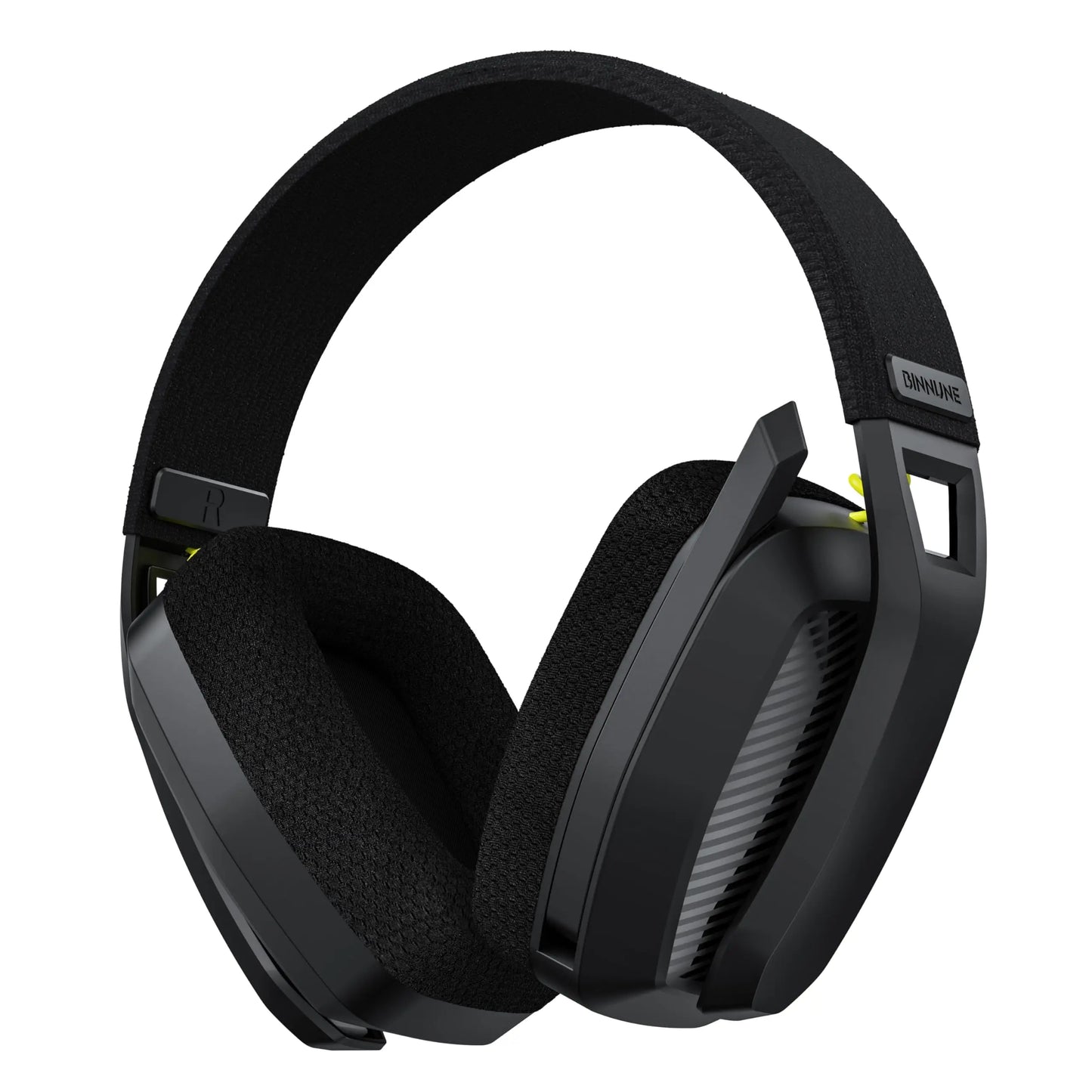 Black gaming headset on a white background