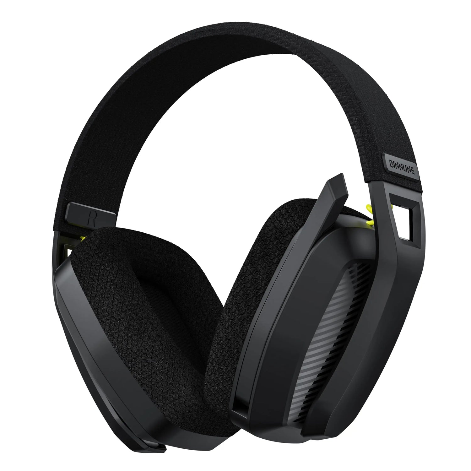 Black gaming headset on a white background
